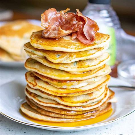 Bacon Pancakes w/ Bacon Brown Butter Topping • Pancake Recipes