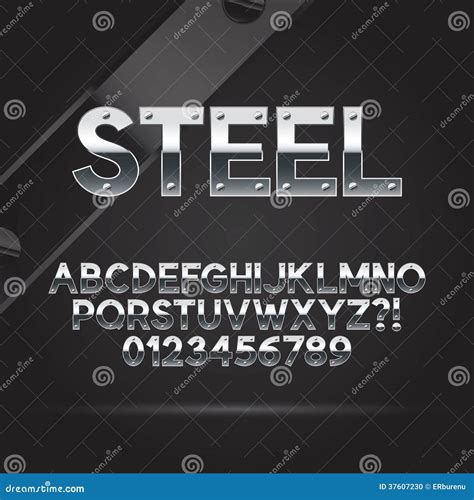 Steel Font and Numbers stock vector. Illustration of poster - 37607230