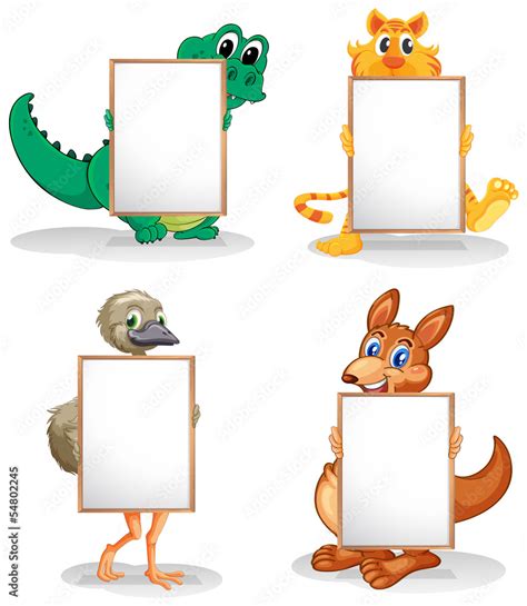 Wild animals with empty bulletin boards Stock Vector | Adobe Stock