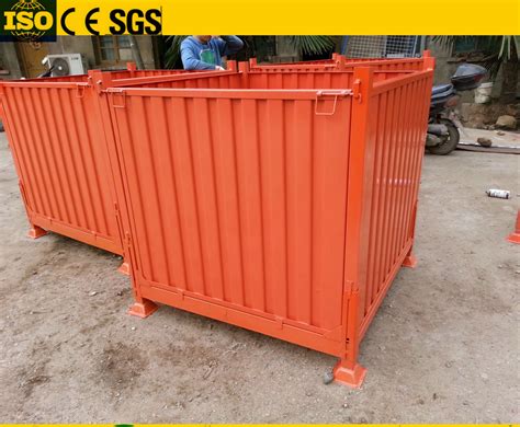 Foldable Stackable Steel Corrugated Plate Pallet Bulk Cage Container ...