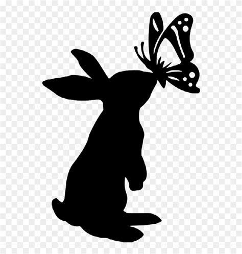 Nativity Clipart Silhouette - Bunny Silhouette With Butterfly, HD Png ...