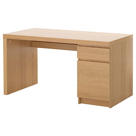 MALM oak veneer, Desk, 140x65 cm - IKEA