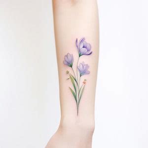 Crocus Tattoo set of 2 Crocus Flower Tattoo / Crocus Temporary Tattoo ...