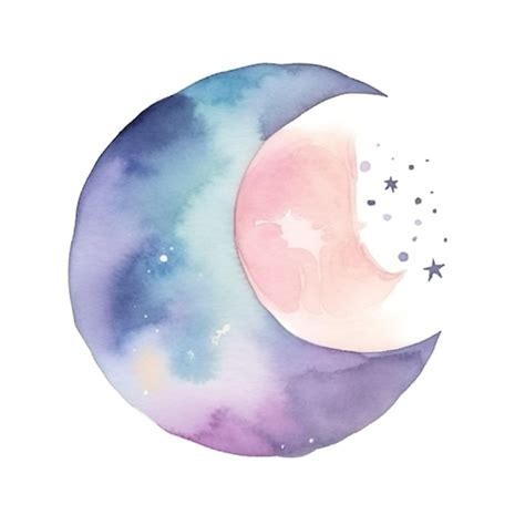 Premium Photo | A watercolor painting of a moon and stars.