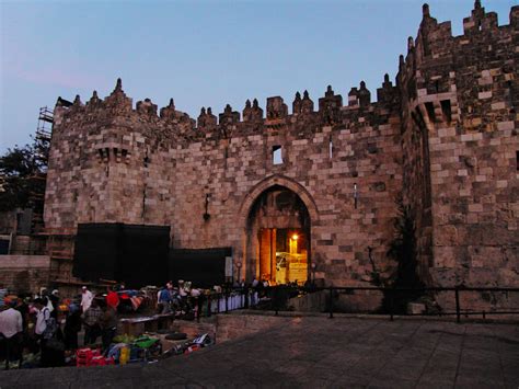 catching light: Damascus Gate at sunset