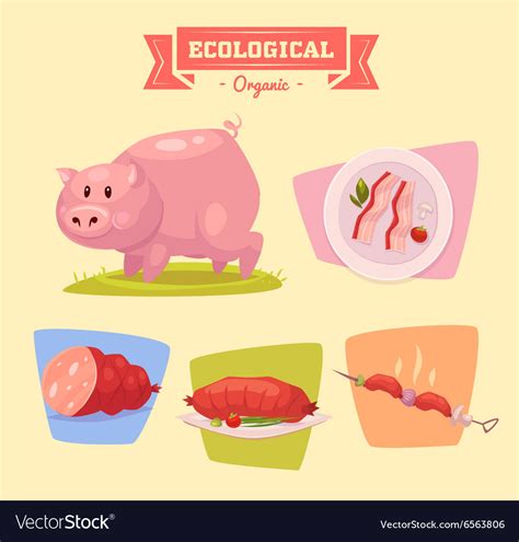 Farm animal and products made out of them pig Vector Image