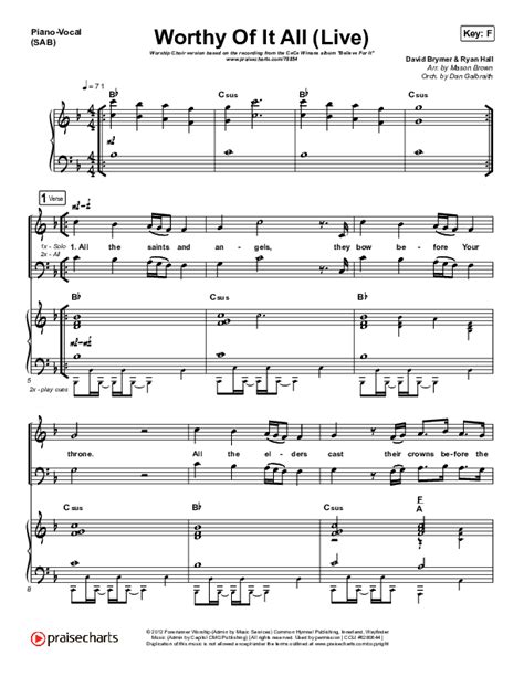 Worthy Of It All (Worship Choir SAB) Choral Sheet Music PDF (CeCe Winans / Arr. Mason Brown ...