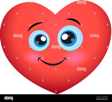 Cute red smiling heart emoji. Smiling face of cartoon heart icon Stock Vector Image & Art - Alamy