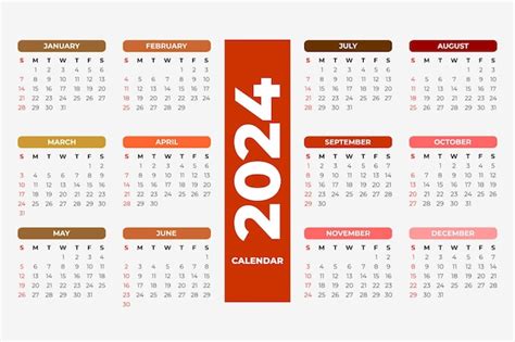 Vector editable de plantilla de calendario 2024 | Vector Premium