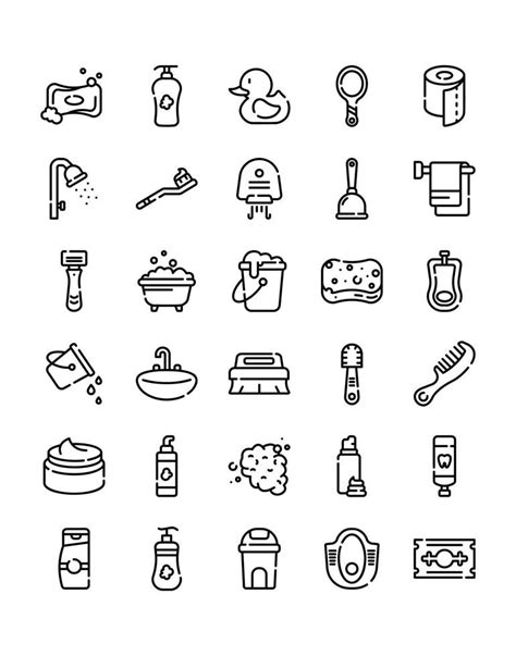 Bathroom Icon Set 30 isolated on white background 10561927 Vector Art ...