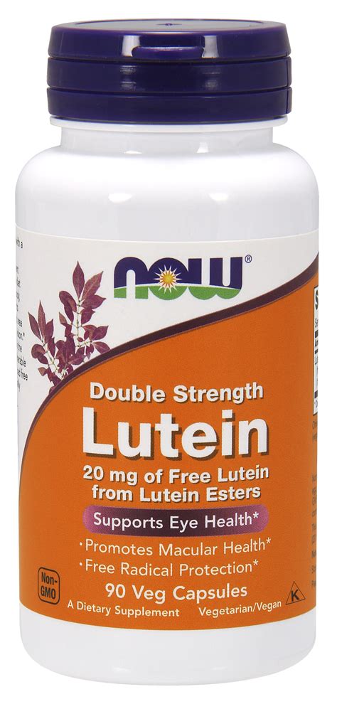 NOW Supplements, Lutein 20 mg with 20 mg of Free Lutein from Lutein Esters, 90 Veg Capsules ...