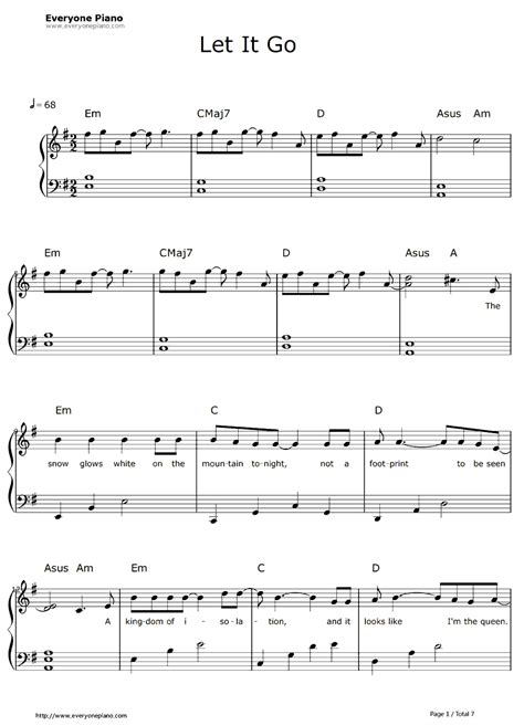 Free Let It Go Easy Version-Frozen Theme Sheet Music Preview 1 | Piano ...