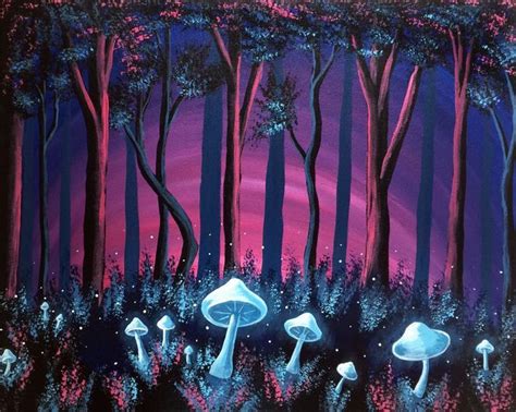 Mushroom Forrest | Canvas art, Psychedelic art, Canvas painting diy