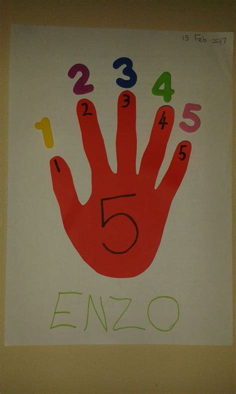 Number 5 craft with hand | Manualidades escolares, Manualidades educativas, Actividades montessori