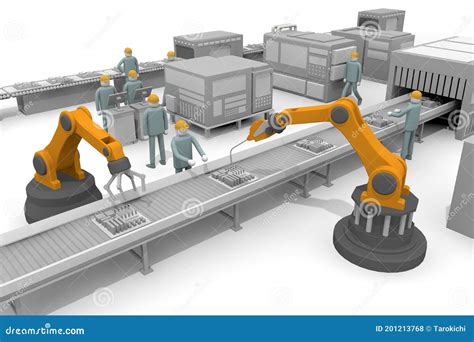 Operate the Robot. Assembly Line Assembly. a Person Who Works in a ...