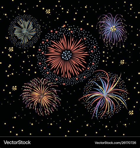 Cartoon fireworks for new year celebration Vector Image