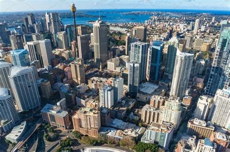 Aerial view of sydney cbd containing sydney, australia, and aerial | Architecture Stock Photos ...