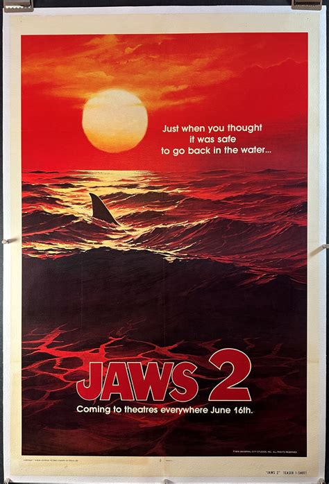 JAWS 2, Original Teaser Linen Backed Vintage Movie Poster - Original ...