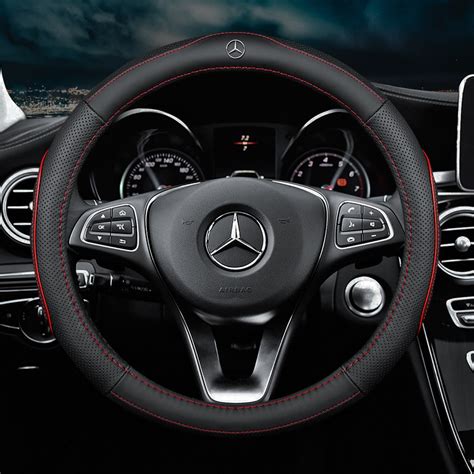 Mercedes Benz AMG Car Steering Wheel Cover Leather Non-slip Breathable ...