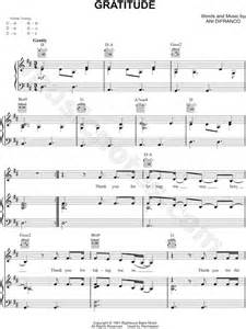 Ani Difranco "Gratitude" Sheet Music in D Major - Download & Print ...