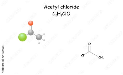 Stylized molecule model/structural formula of acetyl chloride. Stock ...