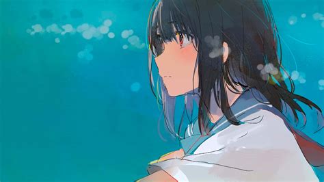 Download Anime School Girl Cute Black Hair Wallpaper | Wallpapers.com