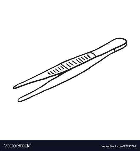 Forcep icon in doodle sketch lines Royalty Free Vector Image