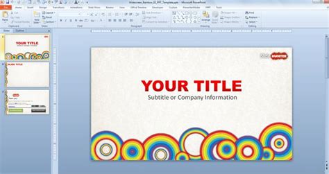 Free Widescreen Rainbow Circles PowerPoint Template - Free PowerPoint Templates - SlideHunter.com