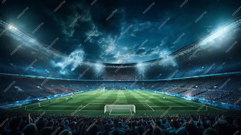 Premium AI Image | Football championship stadium with crowd of fans