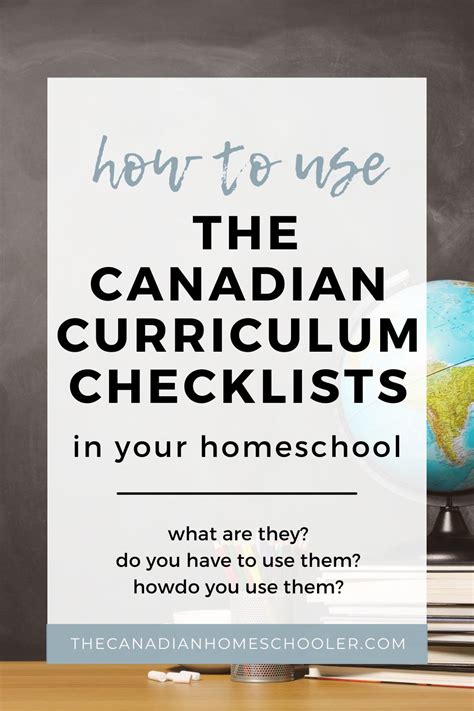 How to use the Canadian Curriculum Checklists