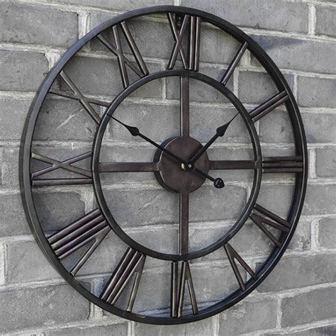 Large/Medium 40/ 60CM Classic Vintage Stunning Metal Roman Numeral Clock - Black | eBay