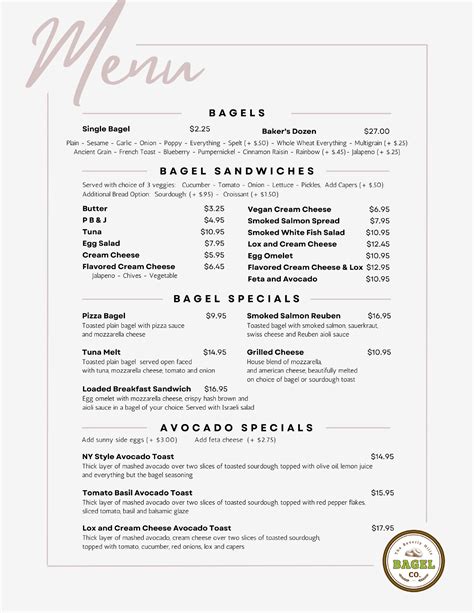 Menu – The Beverly Hills Bagel Co.