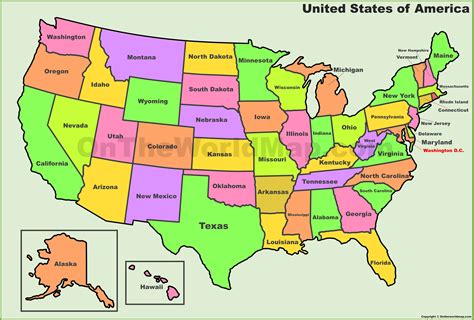 USA states map | States and capitals, Us state map, United states map