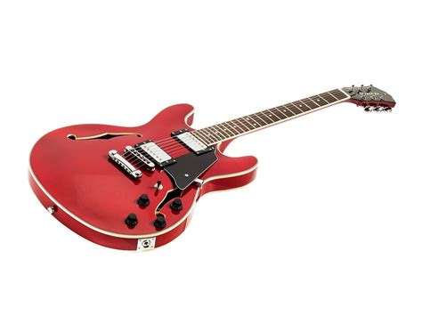 Monoprice Indio Boardwalk Hollow Body Electric Guitar with Gig Bag, Trans Red - Walmart.com