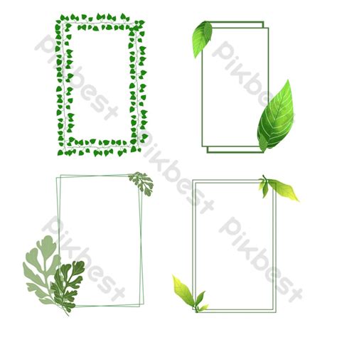 Drawing Original Green Leaf Plant Leaf Border Free Buckle Element Decorative Pattern PNG Images ...