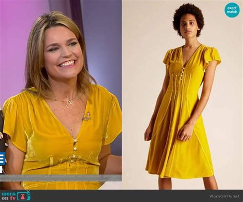 Savannah’s yellow velvet dress on Today | Dresses, Velvet midi dress ...