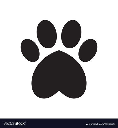 Animals dogs paw print with heart Royalty Free Vector Image