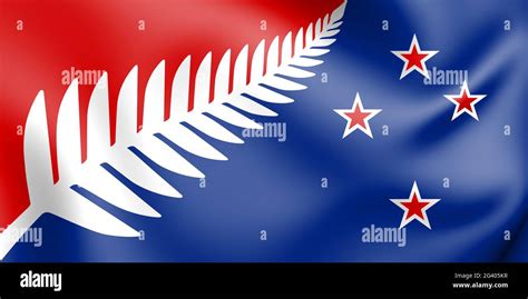 3D Silver Fern Flag, Proposal Flag New Zealand. 3D Illustration Stock ...