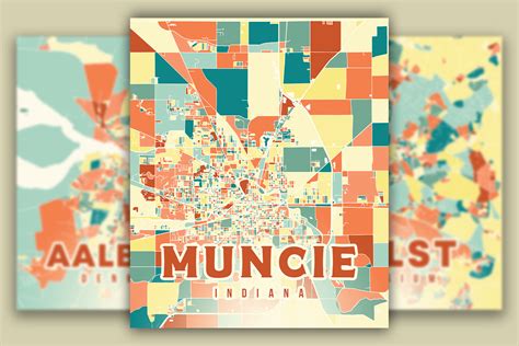 Muncie Indiana Colorful Map Graphic by Poster Boutique · Creative Fabrica