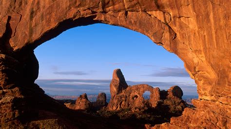 View through North Window to Turret Arch, Arches National Park, Utah ...