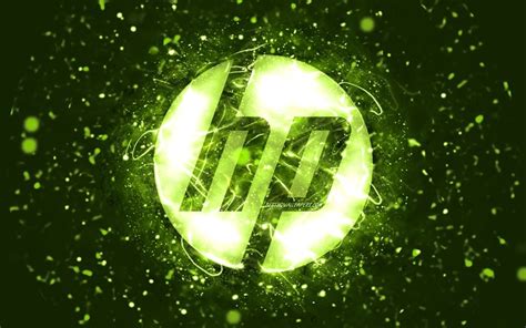 Download wallpapers HP lime logo, 4k, lime neon lights, creative, Hewlett-Packard logo, lime ...