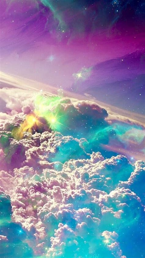 Rainbow clouds🌈🌈☁☁ | 幻想的なイラスト, 宇宙 絵, 綺麗な風景