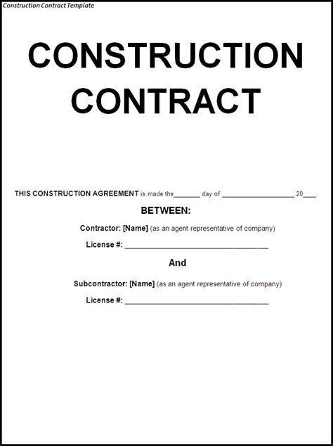 Construction Contract Template | Professional Word Templates