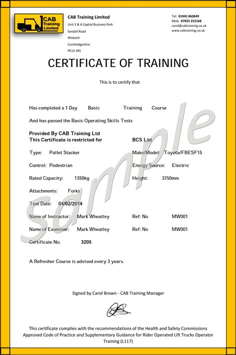 Free Printable Forklift License Template - Free Printable A To Z