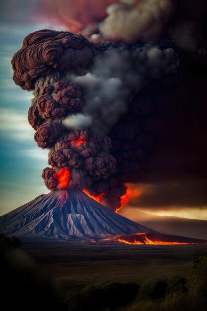 Premium AI Image | A Large Plume Of Smoke Coming Out Of A Volcano