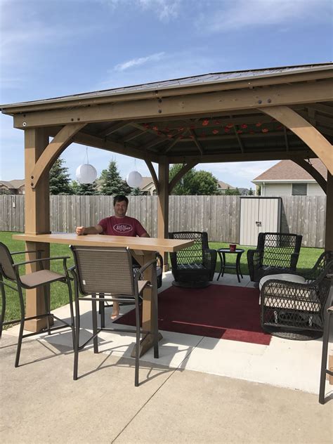 Our Yardistry Gazebo with custom bar top addition. | Backyard gazebo, Backyard patio, Patio gazebo