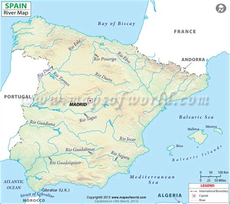 Rivers in Spain Map