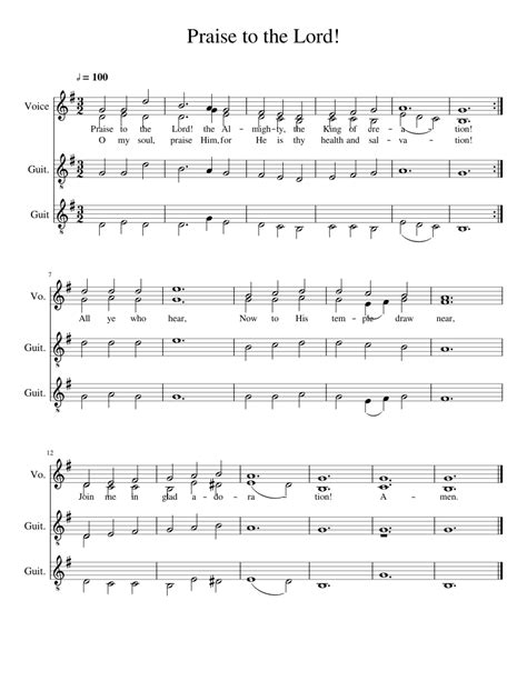 Praise to the Lord! Sheet music for Vocals, Guitar (Mixed Trio) | Musescore.com