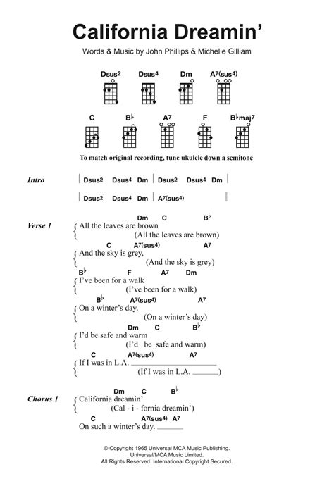 California Dreamin' by The Mamas & The Papas - Ukulele - Guitar Instructor