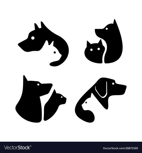 Set dog and cat logo Royalty Free Vector Image